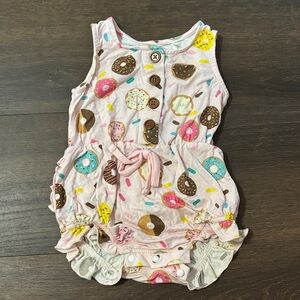 Pink Donut Baby Bamboo Romper w Ruffle Butt Charlies Project Little Snuggles